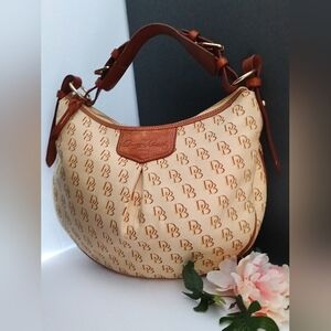 Dooney & Bourke Cream and Brown Hobo Bag